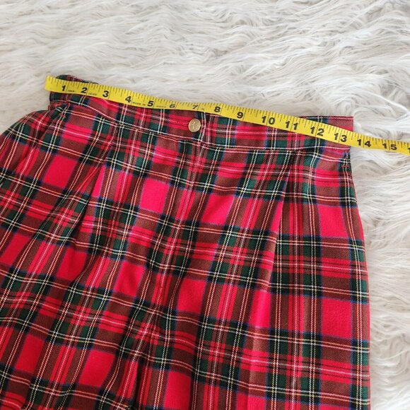 Vintage High Waisted Tartan Wide Leg Pleated Front Shorts Womens 10 Red Academia - Picture 5 of 11